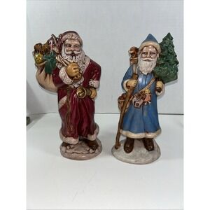 Lot 2 Vintage 80's Handmade Ceramic Santa Clause‎ Figurine